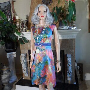 Moschino CheapandChic 100% Silk Charmeuse MultiColor Abstract Print Dress Size 6